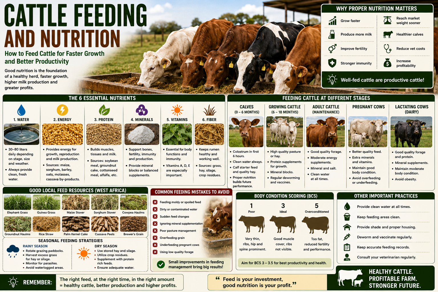 Cattle Feeding and Nutrition: How to Feed Cattle for Faster Growth and Better Productivity