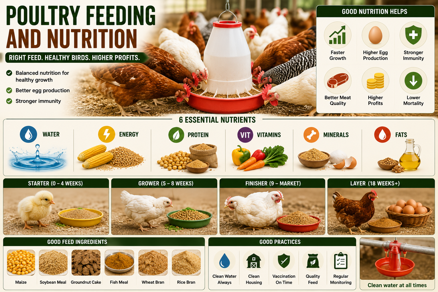 Poultry Feeding and Nutrition: How to Feed Chickens for Faster Growth and Higher Egg Production
